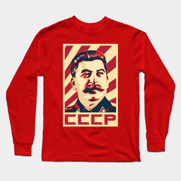 Joseph Stalin CCCP Retro Propaganda Long Sleeve T-Shirt by Nerd_art